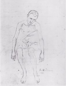 Studie voor de centrale figuur van de levensmoeheid door Ferdinand Hodler